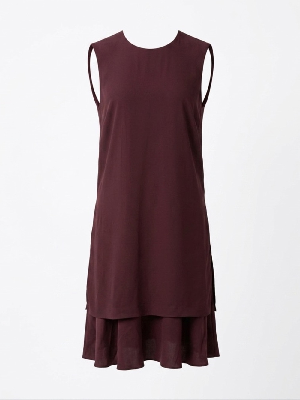 Theory Burgundy Sleeveless Hem Shift Dress Minimalist Chic Workwear-Sz‎ 10